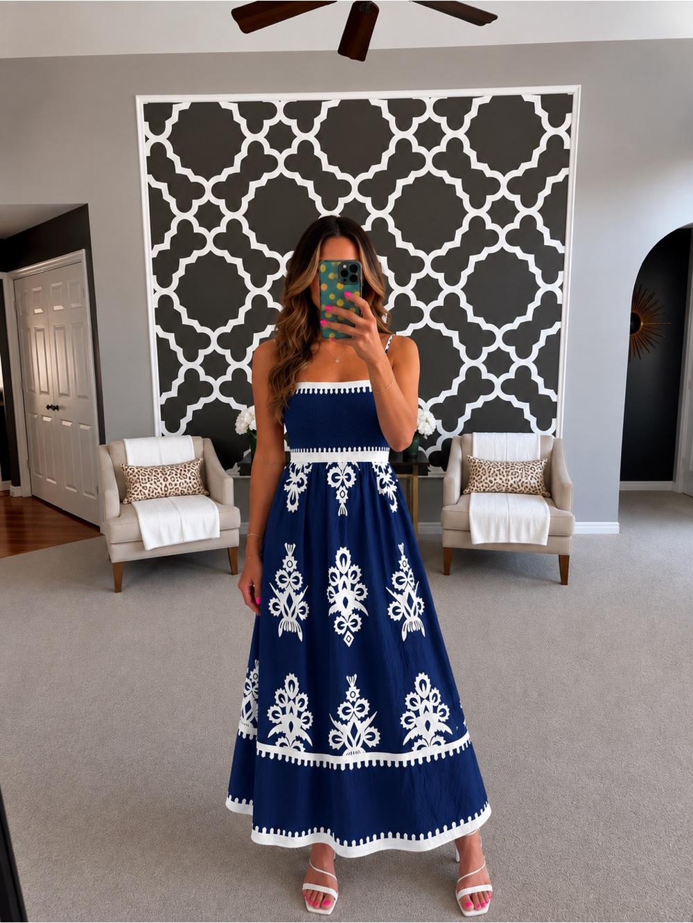 Gorgeous Amazon Pretty Garden Smocked Top Maxi Dress